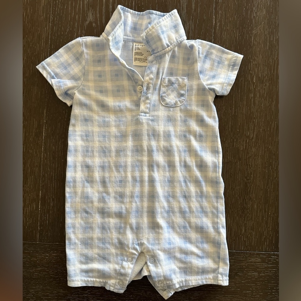 Blue Check Baby Boy Onesie